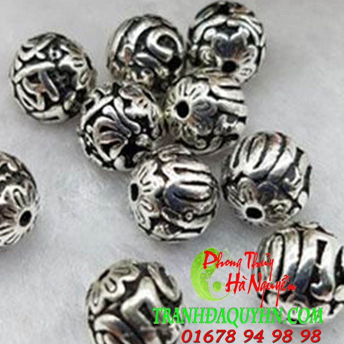charm bạc si đen khắc kinh phật 